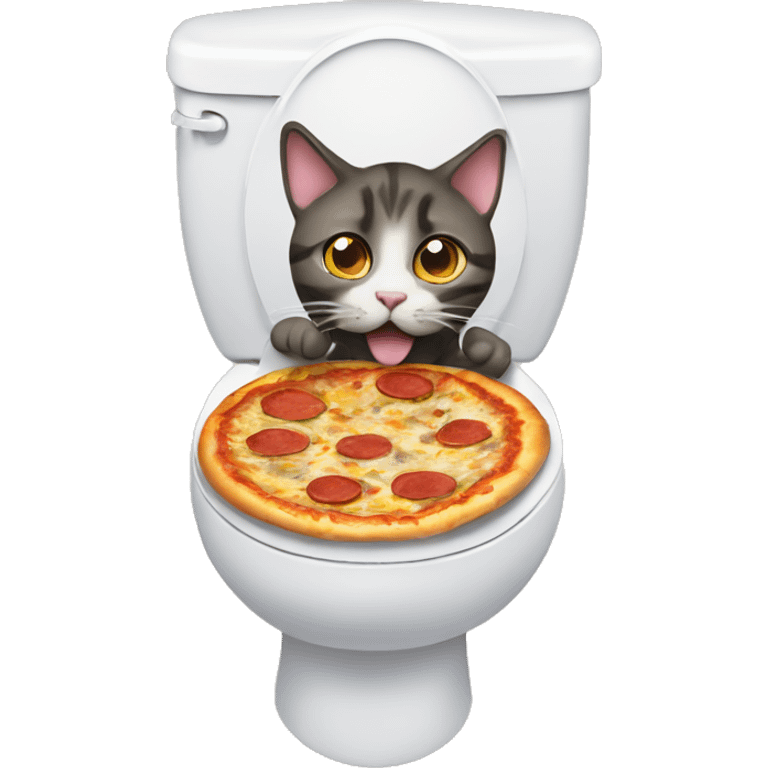 Cat in toilet eating pizza emoji