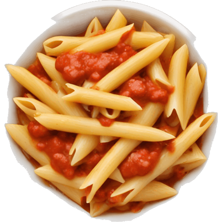 penne with red sauce in a bowl with mushroom pieces  emoji