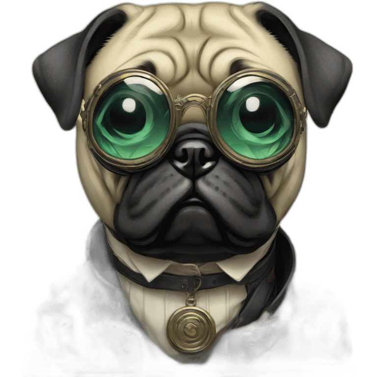 A cyberpunk pug in Art Nouveau style during 1910 emoji