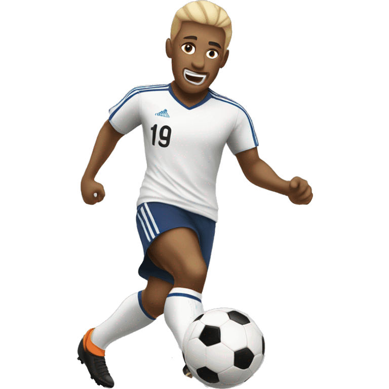 White skin Soccer player kicking a ball  emoji