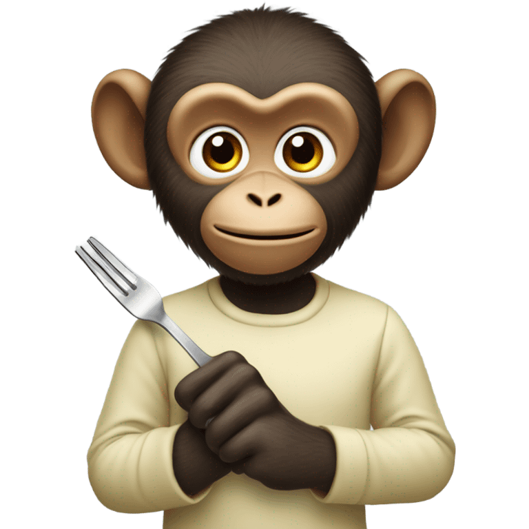 monkey holding fork emoji