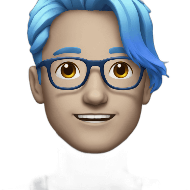 A person with blue hair and glasses emoji