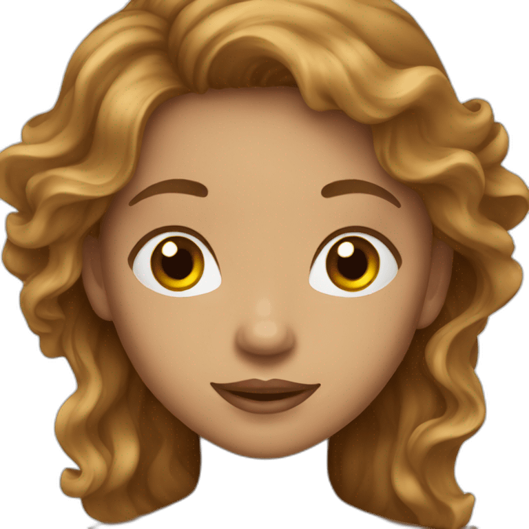 Long brown light wavy haired girl emoji