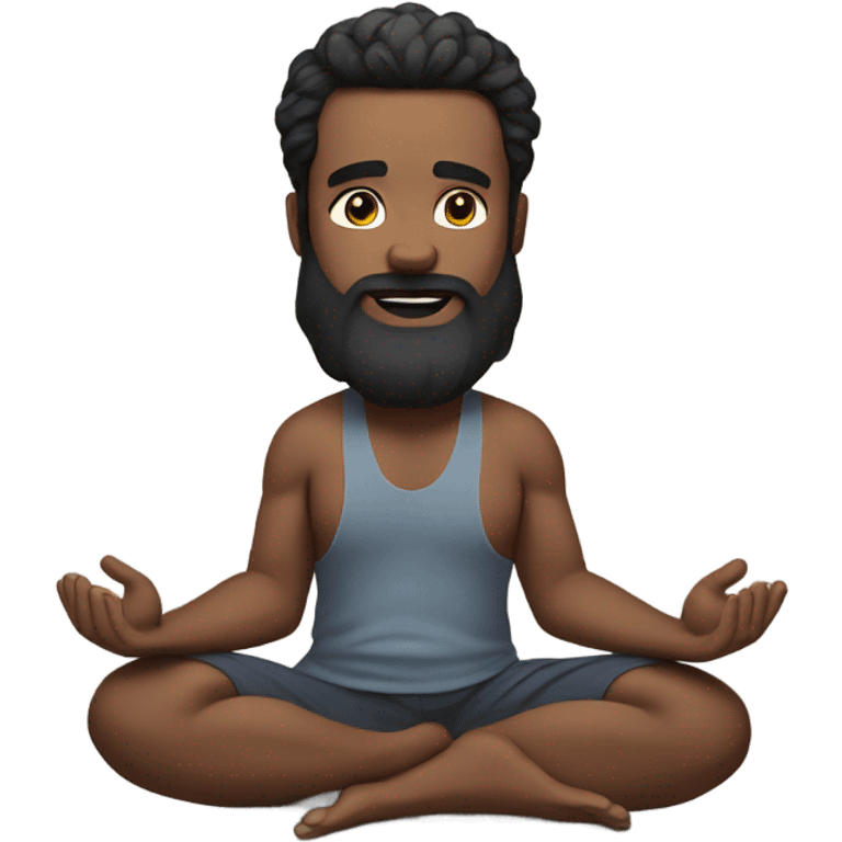 White bearded black haired man doing yoga  emoji