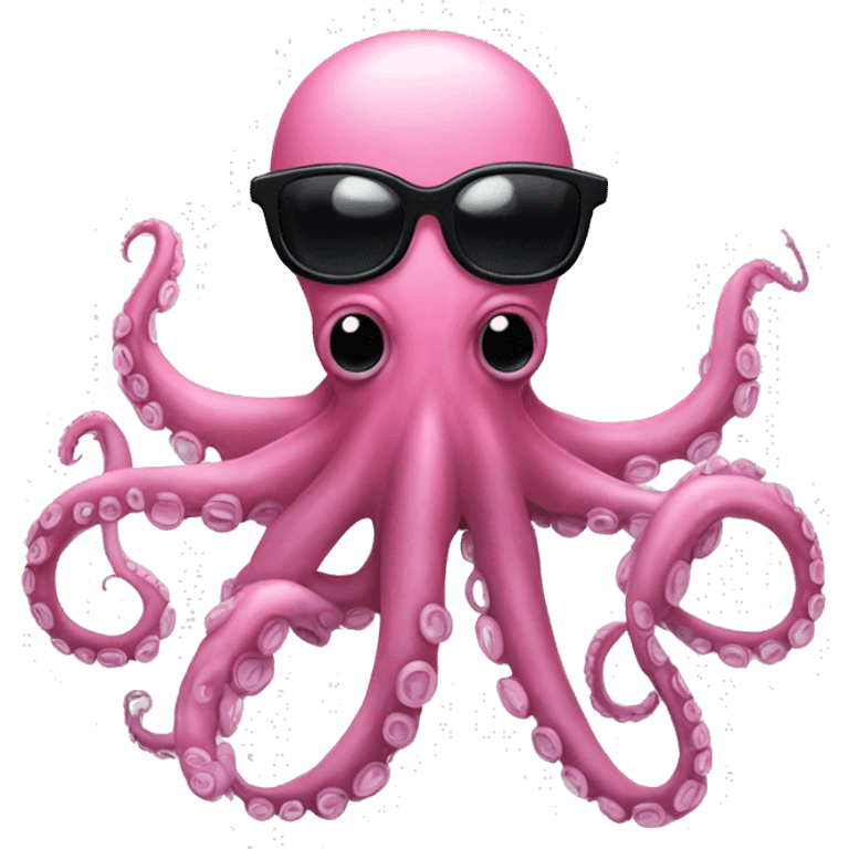 an eerie looking pink octopus with black glasses and only 8 tentacles emoji