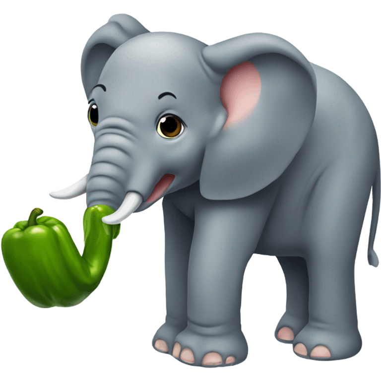 Elephant eating pickle emoji