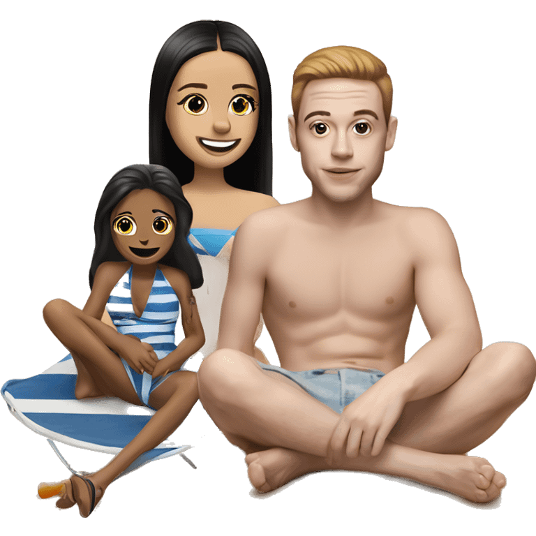 two girls on the beach with Chris Evan’s and Pete Davidson  emoji