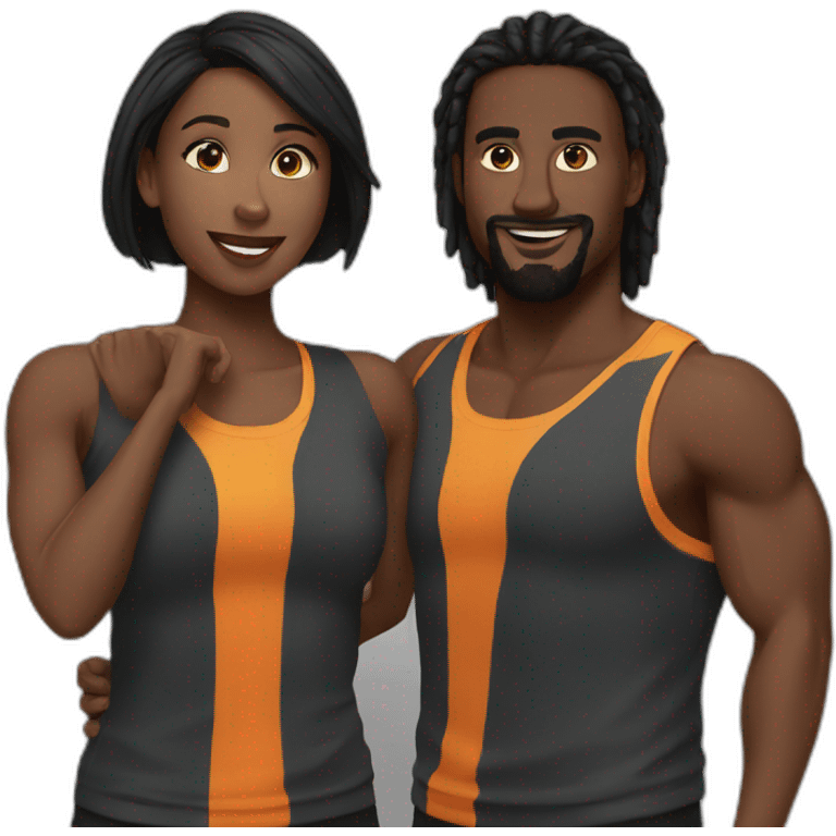 couple black training together emoji