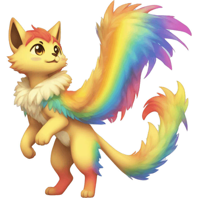 Anthro rainbow-gradient-shiny-Chibi-style-Fur-Sona-Fakémon Full Body emoji