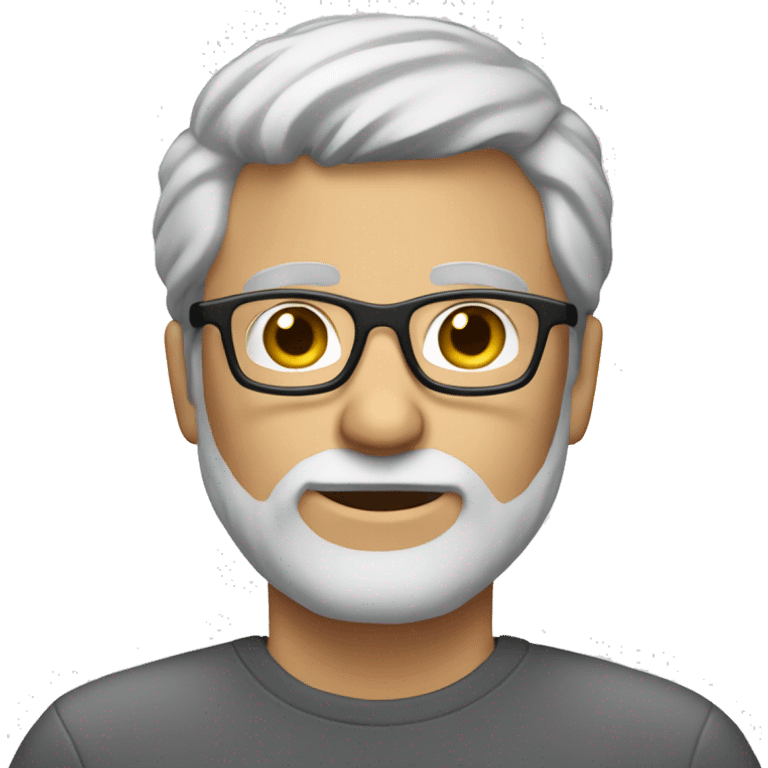 White male, mid 40, with blind to gray hairs. A bit of beard. Glasses.  emoji