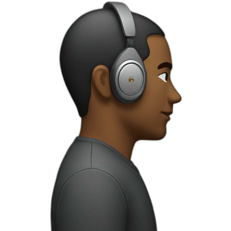 Side profile of an emoji wearing an earpiece, no headphones emoji