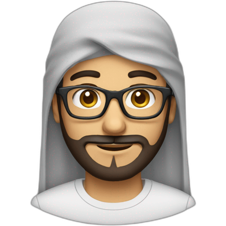 arab guy with square glasses and a beard without a mustache emoji