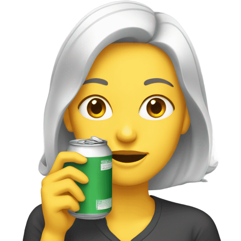 White woman drinking from a can emoji