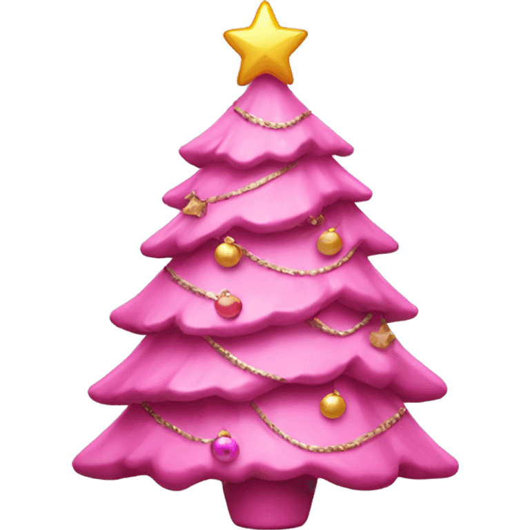 Pink Christmas tree with decor emoji