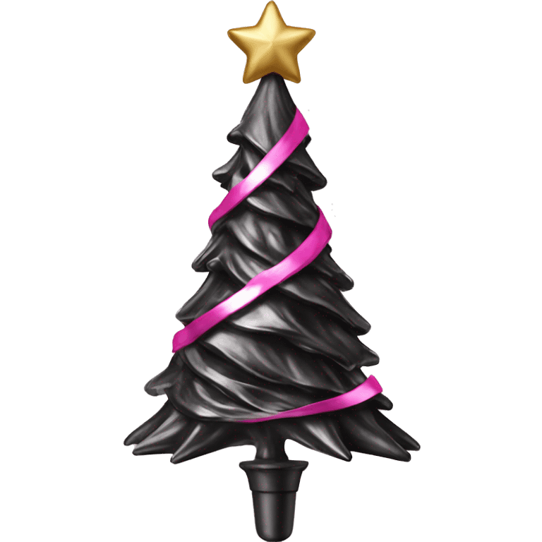 Realistic isolated black and pink metallic christmas tree topper. emoji