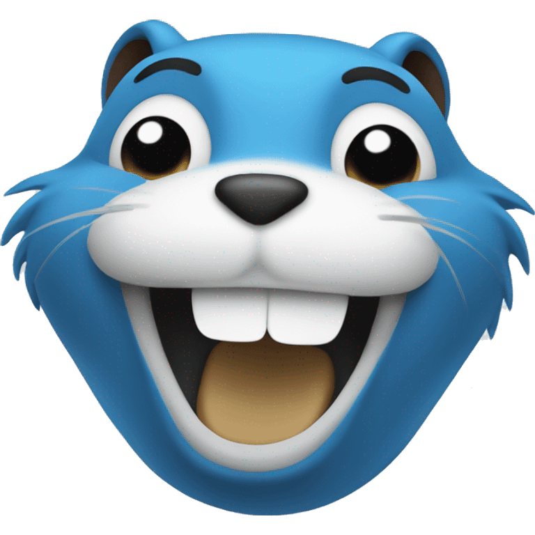 blue cartoon gopher laughing emoji