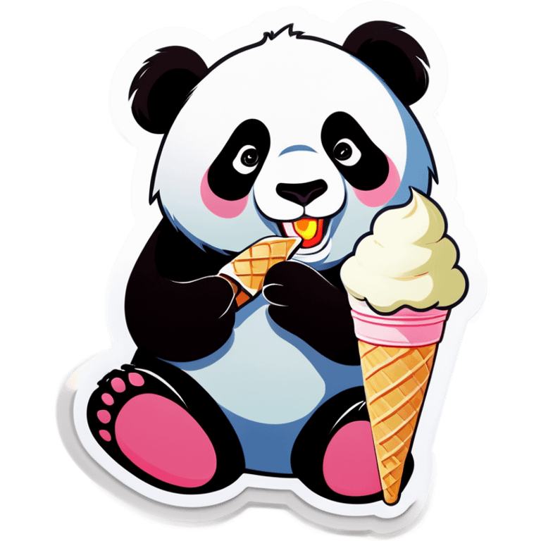 Panda eating ice cream emoji