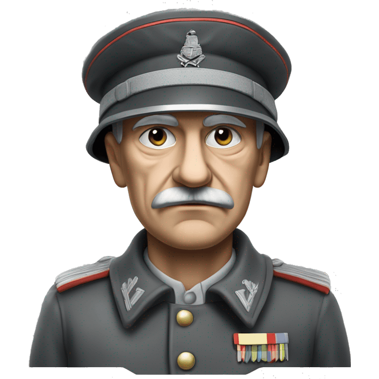 photorealistic old serious german soldier the middle of the XX century gray uniform detailed face with wrinkles, closed mouth, small eyes  emoji