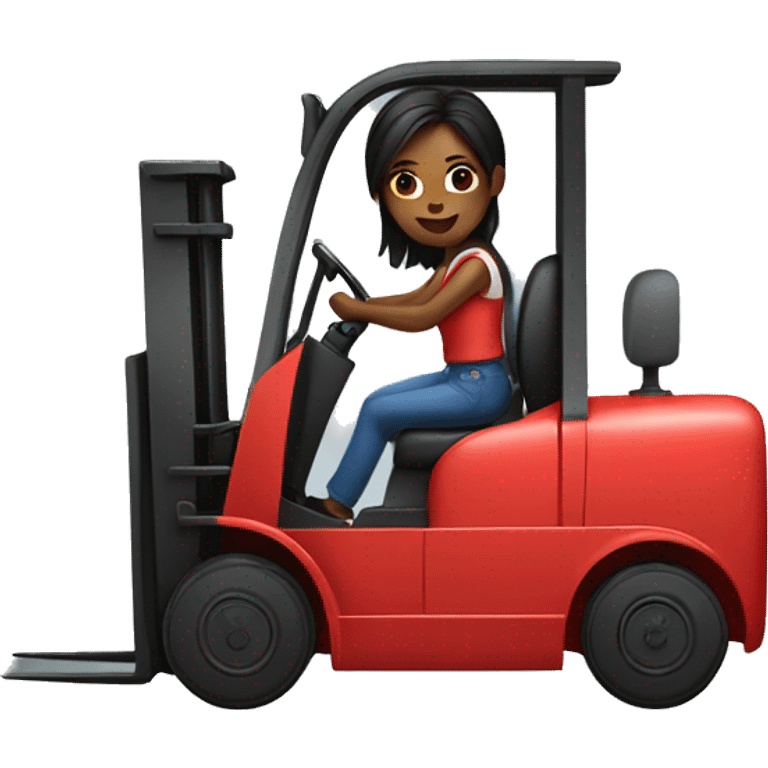 Girl driving red forklift emoji