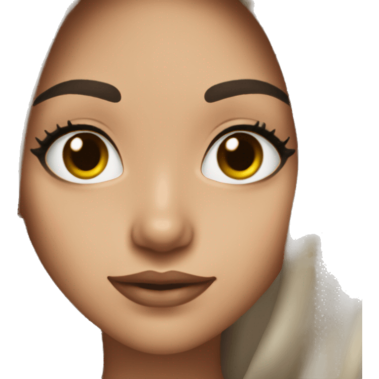 brunette girl with long hair and ñong dark lashes  emoji