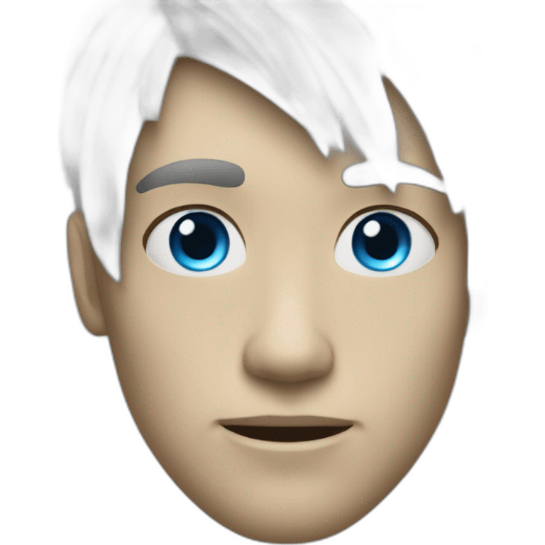 blue eyed black hair white man cyborg emoji