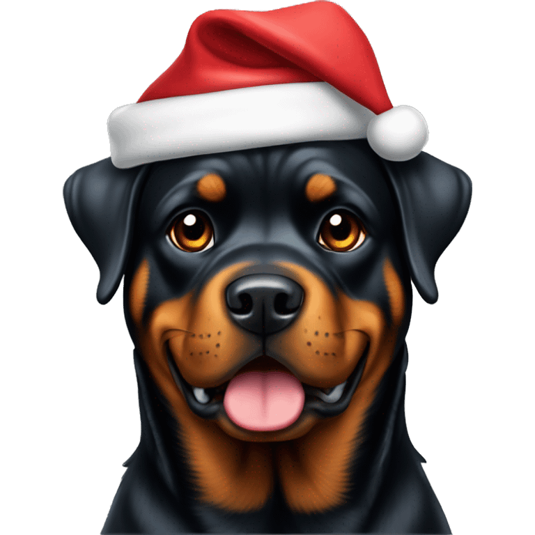 Rottweiler with Santa hat emoji