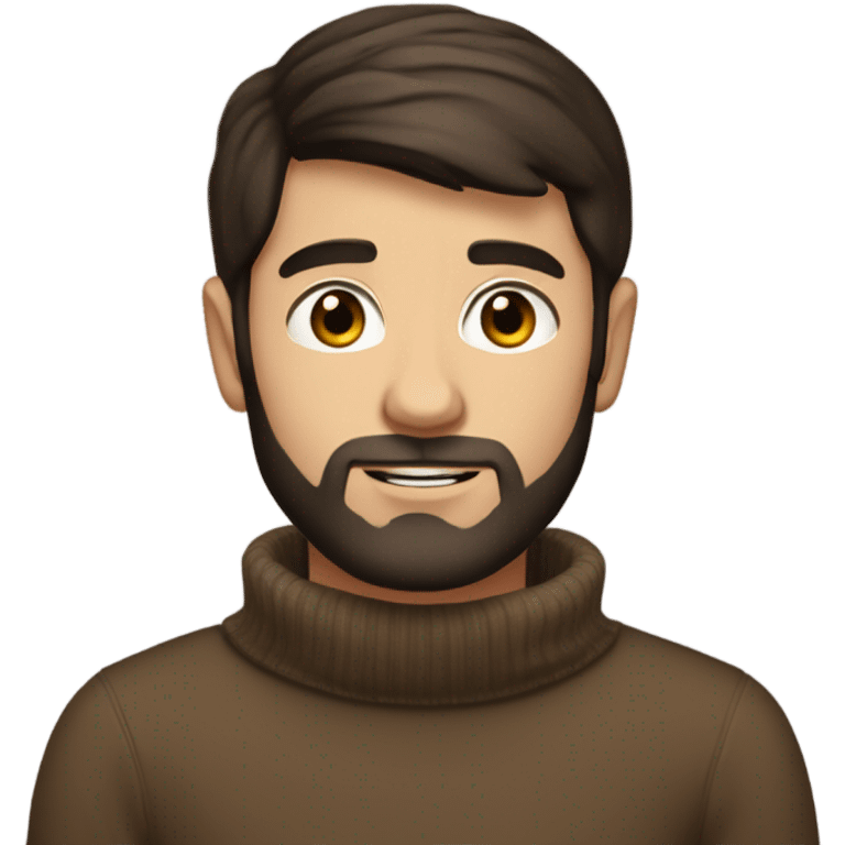 Straight hair Dark brown beard dark brown hair white Young boy in turtleneck sweater emoji