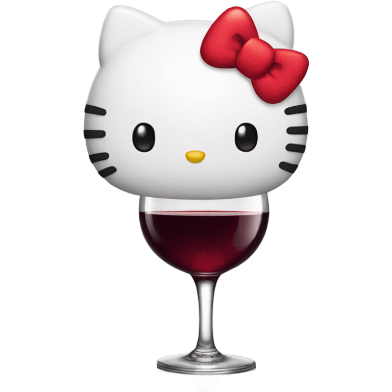 Hello Kitty drinking red wine emoji