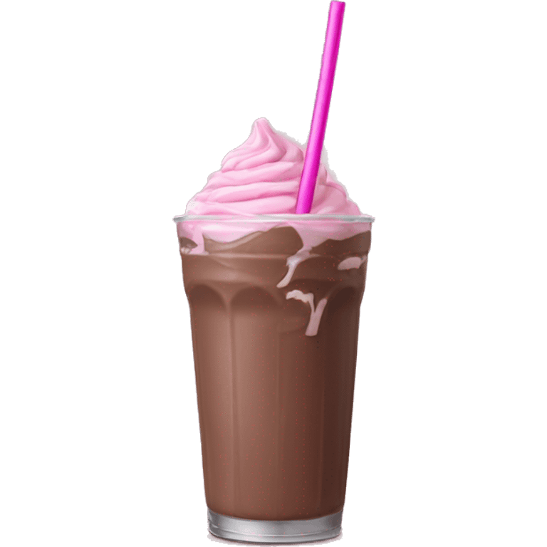 Chocolate milkshake with a pink straw emoji