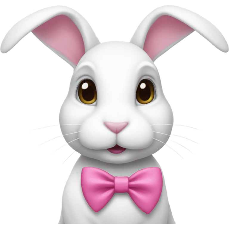 A white bunny wearing a pink bow emoji