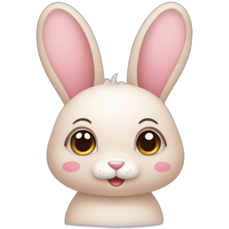 Cute rabbit with blush and hearts emoji