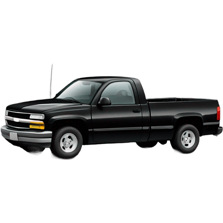 Truck, black 1997 Chevrolet 1500 extended cab, side view emoji