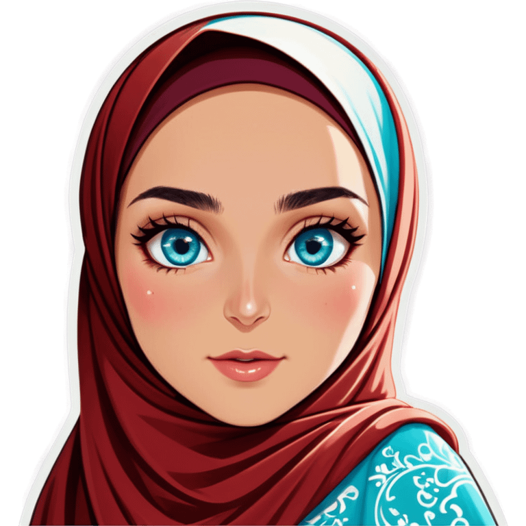 Turkish beautiful finish Konya girl blue eyes with hijab and turquoise stone dress emoji