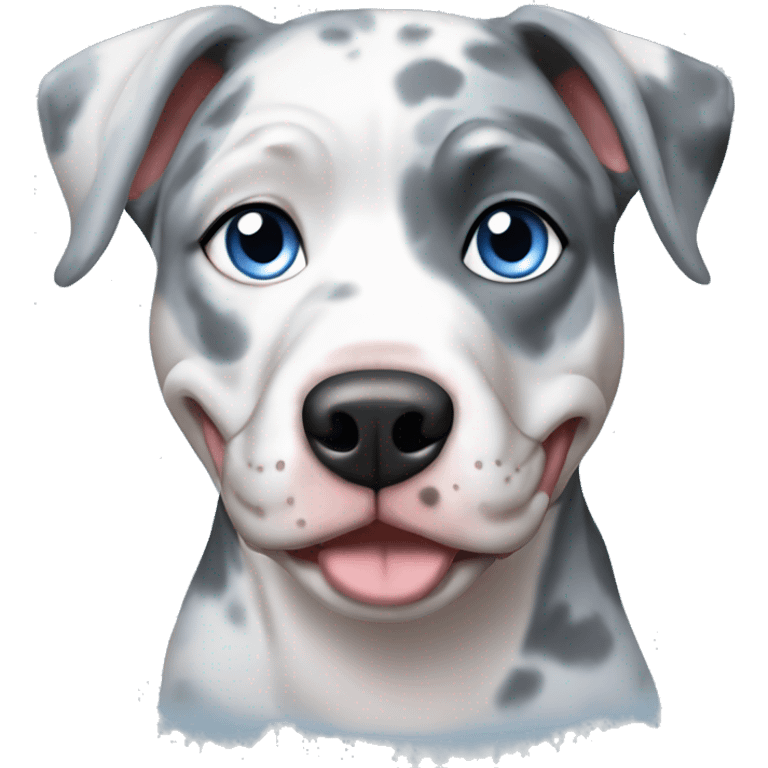 Blue Merle pitbull with blue eyes emoji