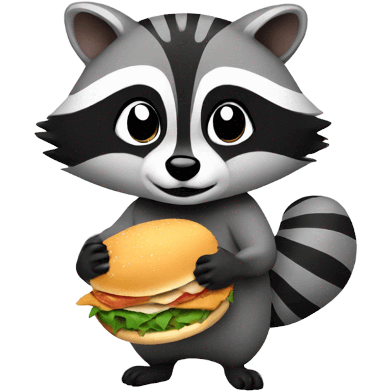 raccoon holding a chicken sandwich emoji