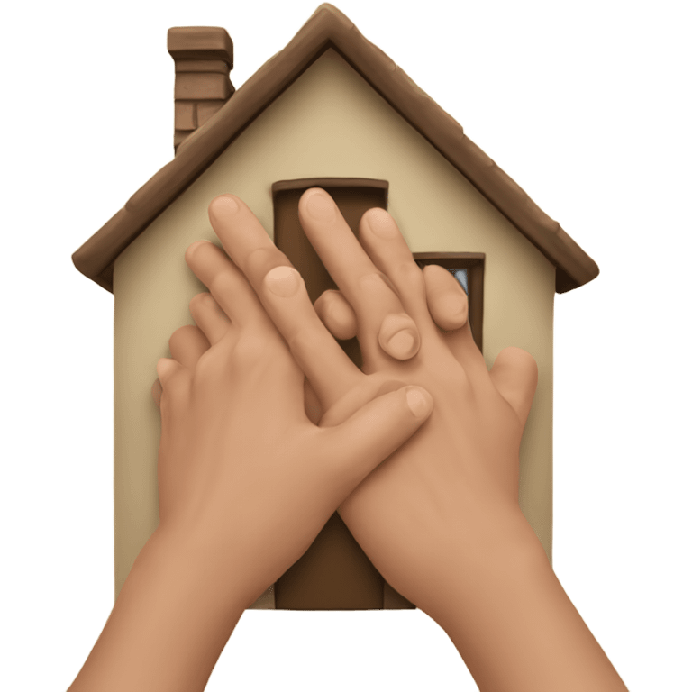 two hands together simulating a house roo emoji