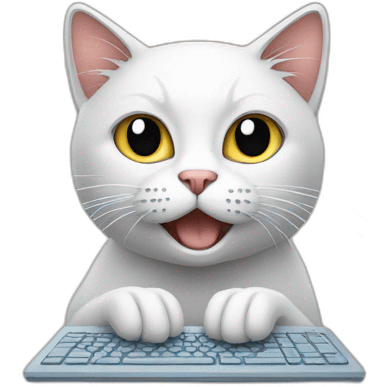 cat using computer emoji