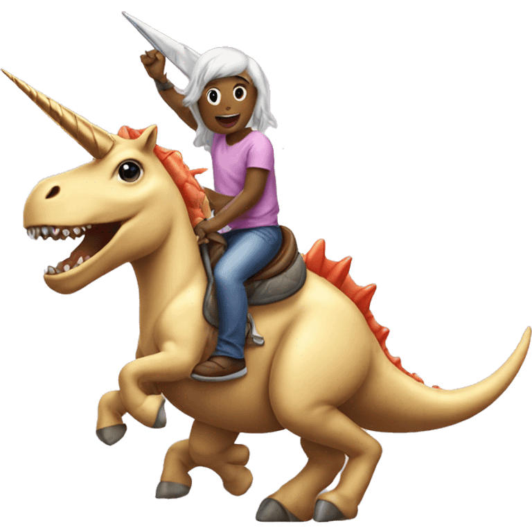 Unicorn riding a dinosaur  emoji