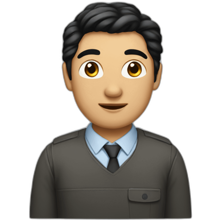 Men with computers and center parted black hair emoji