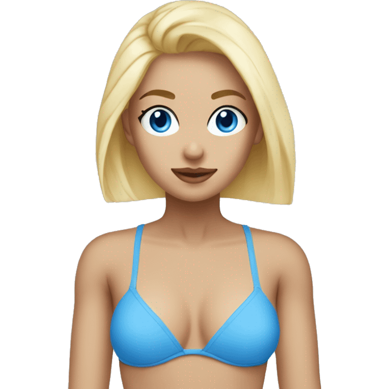 Blonde girl blue eyes bikini top emoji