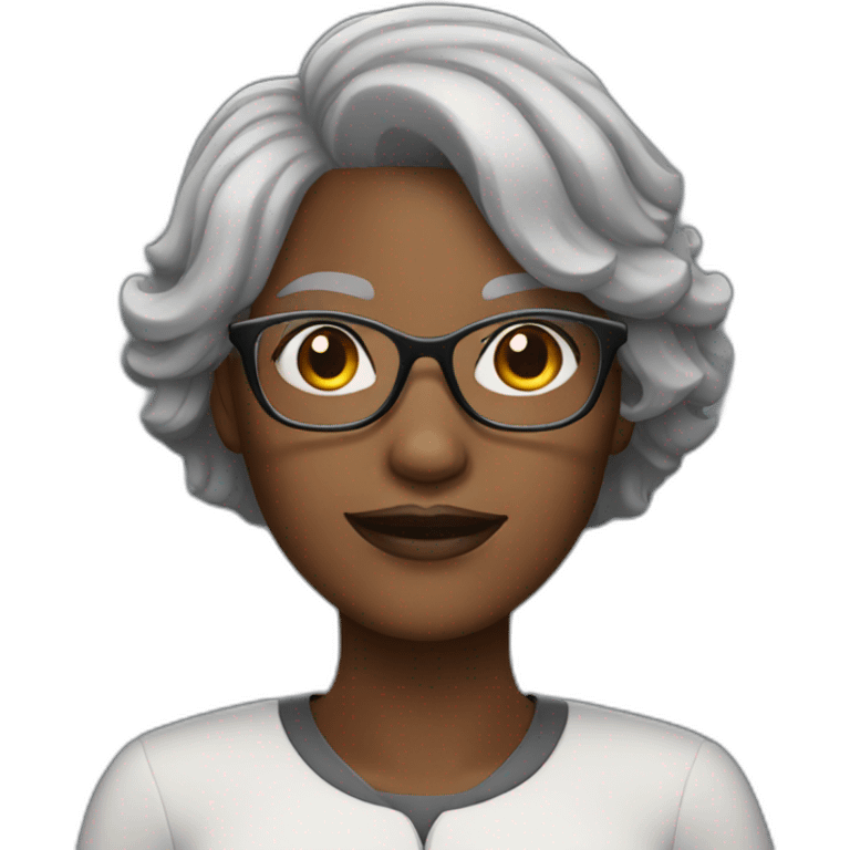 Black woman with grey hair and glasses emoji