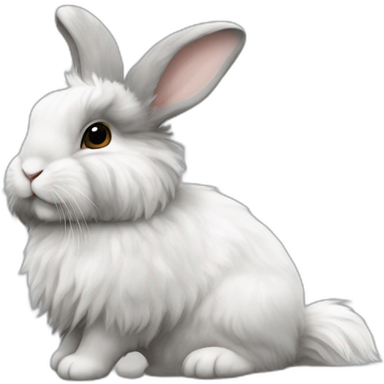 layed down grey and white angora rabbit emoji