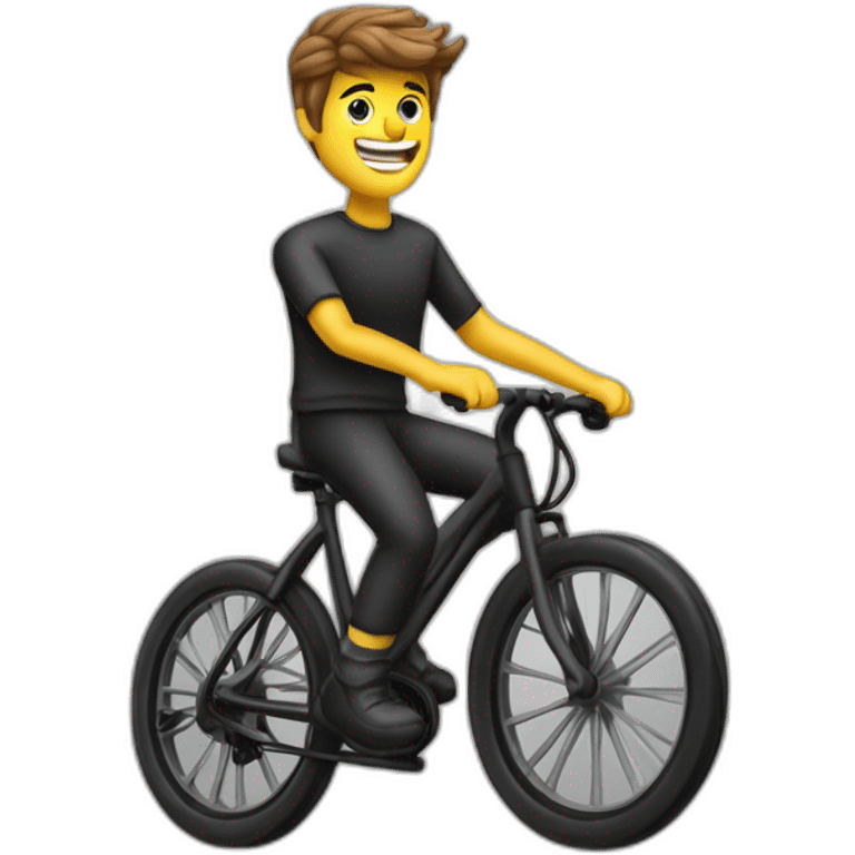 Cuisinier sur un vélo faisait un signe de rock emoji