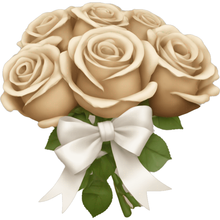 Beige and Brown roses Bouquet with white bow emoji