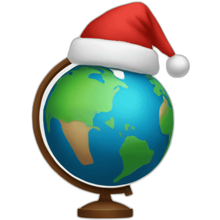 globe wearing cristmas hat emoji