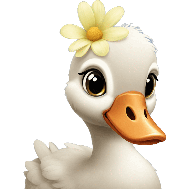 baby goose with flower hat emoji