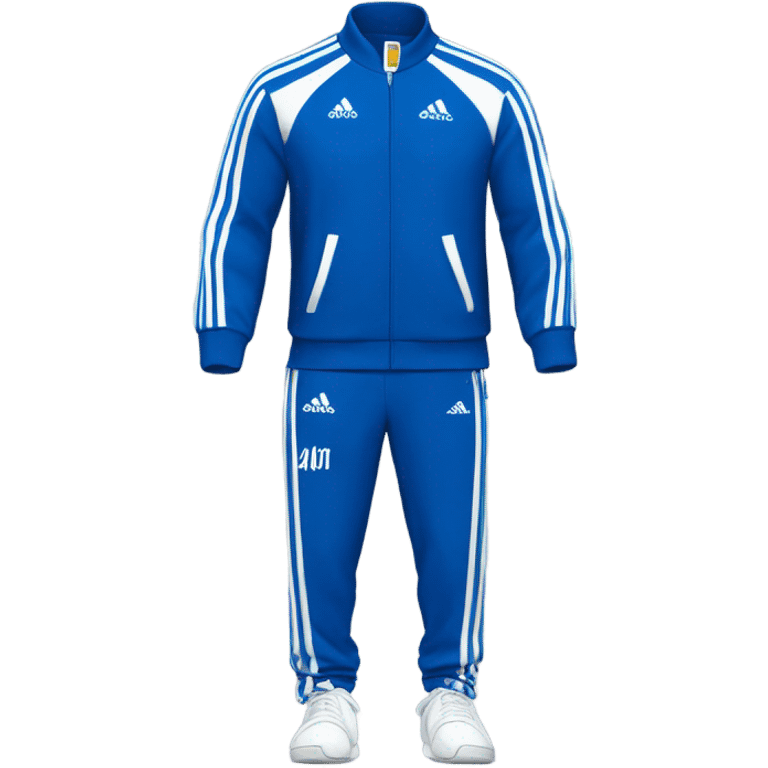 blue adidas sweat suit with white stripes emoji