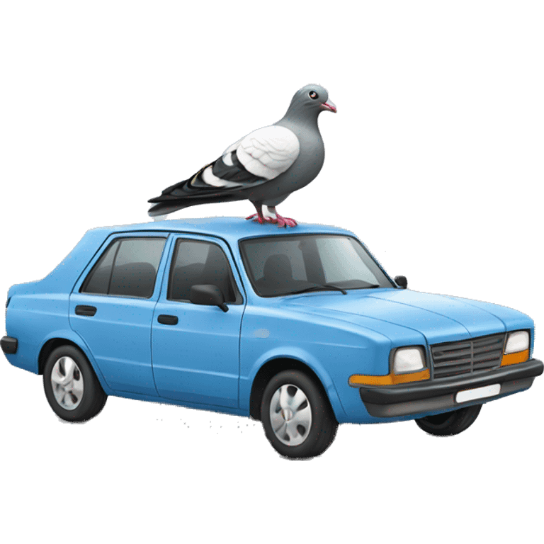 Car with a pigeon on the roof emoji