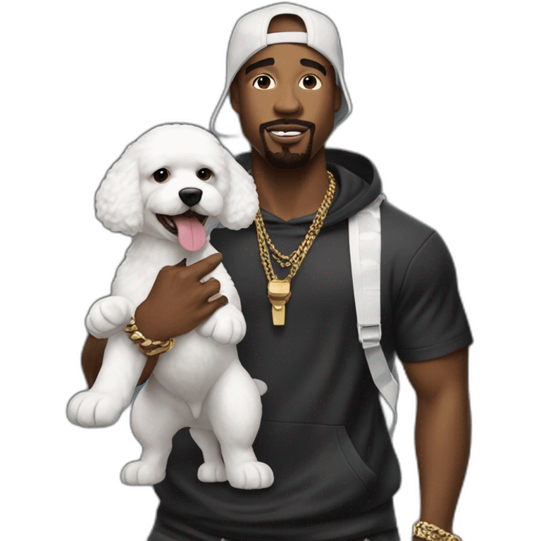 rapper man flexing with a bichon emoji