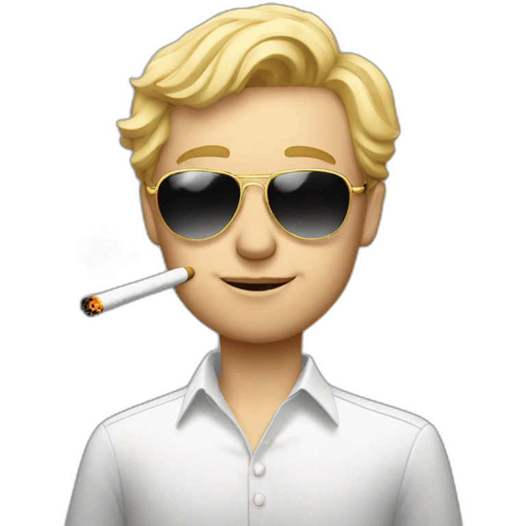 blonde white man with golden aviator glasses smoking cigarette emoji